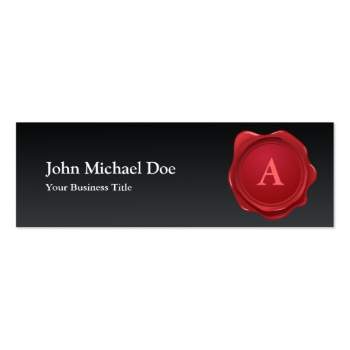 Red Wax Seal Monogram Profile Card Business Card Template (front side)