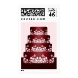 Red Wedding Cake Postage Stamp