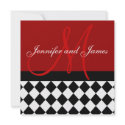 Red Wedding Invitation Monogram Harlequin invitation