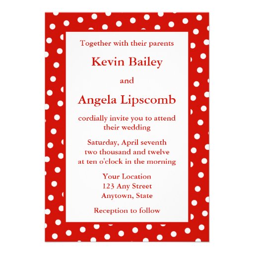 Red Wedding Invitations or Announcements - Dots