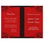 Red Wedding Program Ceremony and Wedding Party flyers
