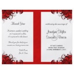 Red Wedding Program Ceremony and Wedding Party flyers