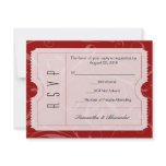 Red Wedding Ticket RSVP Card Invitation