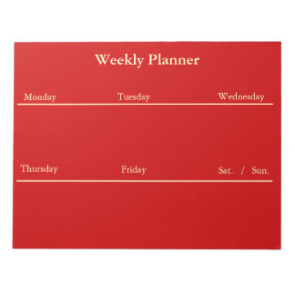 Red Weekly Planner Notepad