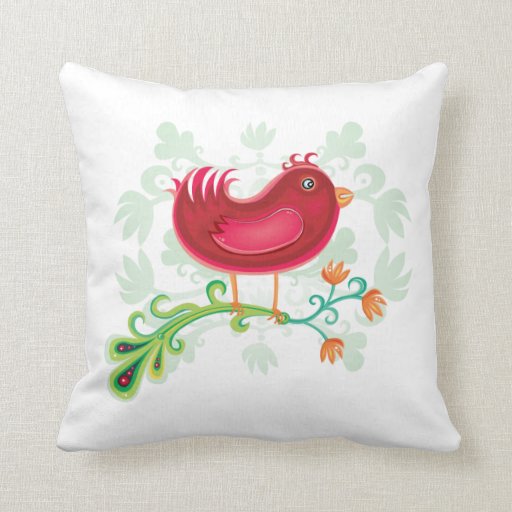 Red Weird Bird Throw Pillows Zazzle