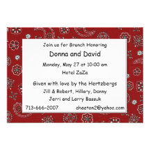 Red Western Bandana Custom Brunch Invite 8