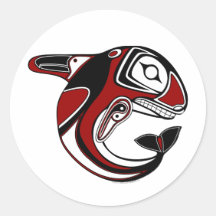 Red Whale Totem Stickers