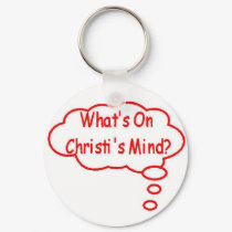 Red What's On Christi's Mind Thought Bubble keychains