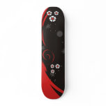 Red Whimsy White Flowers Skateboard