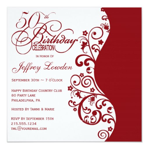 red amp white 50th birthday party invitation zazzle red black and white birthday invitations