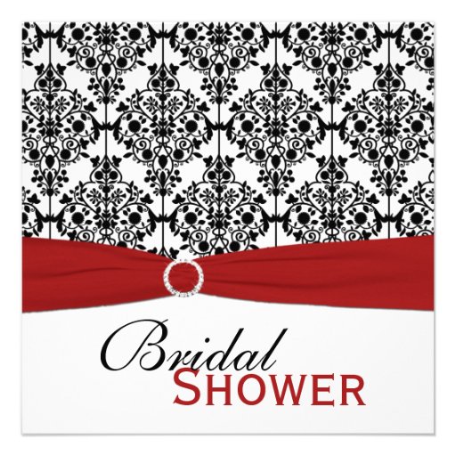 Red, White, and Black Damask Bridal Shower Invite