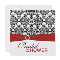 Red, White, and Black Damask Bridal Shower Invite
