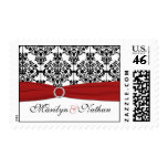 Red, White, and Black Damask Postage