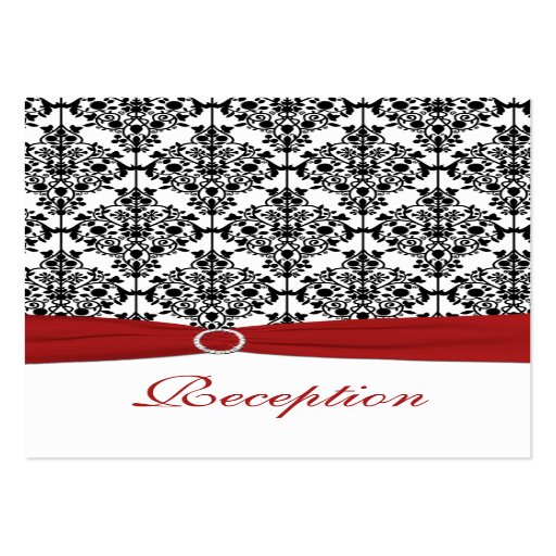 Red, White and Black Damask Reception Card Business Card Templates