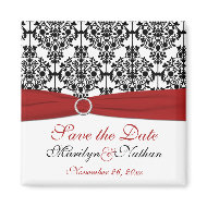 Red, White, and Black Damask Wedding Favor Magnet magnet