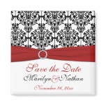 Red, White, and Black Damask Wedding Favor Magnet