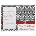Red, White, and Black Damask Wedding Program Full Color Flyer