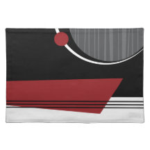 Red White and Black Geometric Placemat