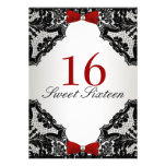 Red, white and Black lace Sweet 16 Personalized Invitation