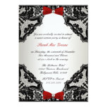 Red, white and Black lace Sweet 16 Personalized Invitation