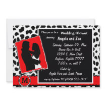 Red White And Black Monogram Leopard Invitation