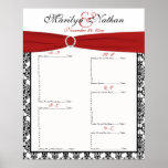 Red, White, and Black Reception Seating Chart Posters