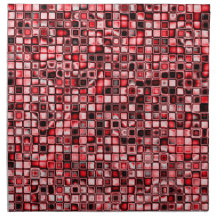 Red, White And Black Textured Grid Pattern Napkins