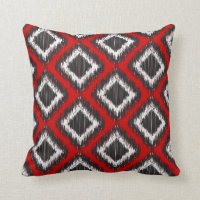Red, White and Black Tribal Ikat Throw Pillows