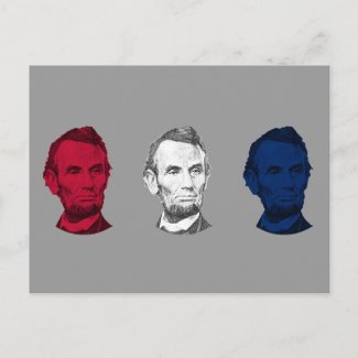 Red, White, and Blue Abraham Lincoln postcard