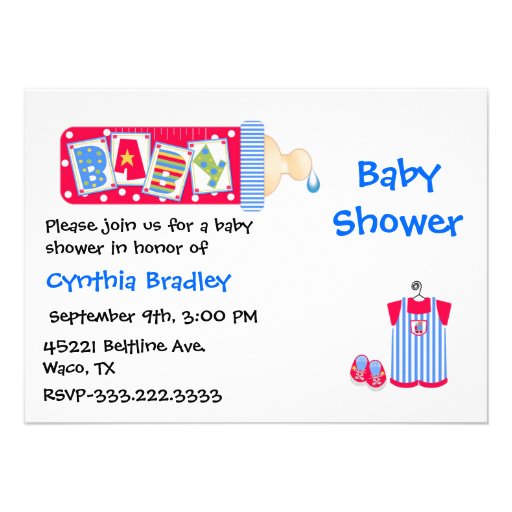 Red, White, and Blue Baby Boy shower invitation