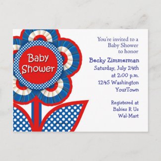 Red, White and Blue Baby Shower Invitation zazzle_postcard