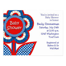 Red, White and Blue Baby Shower Invitation Postcards