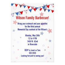 Red White and Blue Banner Invitation