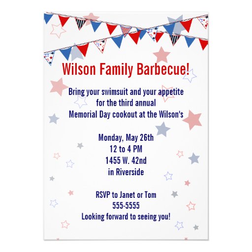Red White and Blue Banner Invitation (front side)