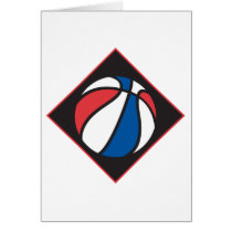 red white and blue basketball card