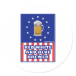 Red White And Blue Brewer Classic Round Sticker