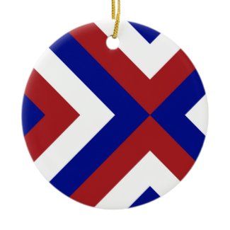 Red, White, and Blue Chevrons Christmas Ornament
