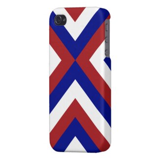 Red, White, and Blue Chevrons iPhone 4 Cases