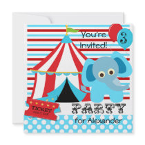 Red, White, and Blue Circus Birthday Invitations