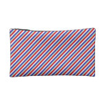 Red, White, and Blue Diagonal Stripes Cosmetic Bags