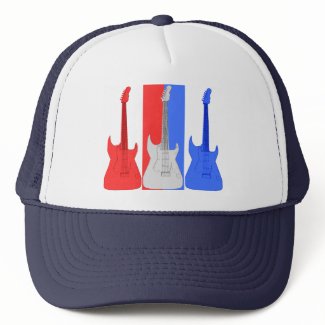 Red White and Blue Electric Guitars Hat hat