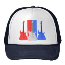 Red White and Blue Electric Guitars Hat at Zazzle