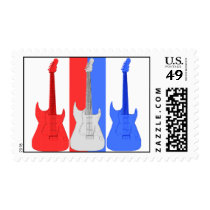 Red White and Blue Electric Guitars Postage Stamp at Zazzle