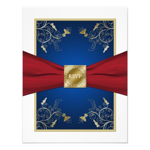 Red, White, and Blue Floral RSVP Card Custom Invite