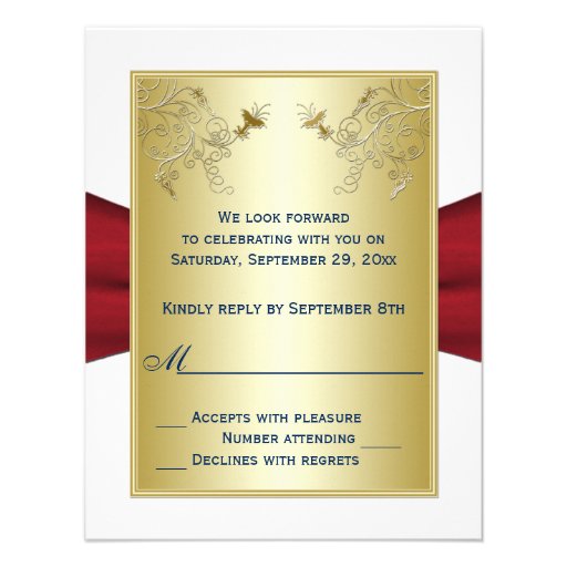 Red, White, and Blue Floral RSVP Card Custom Invite