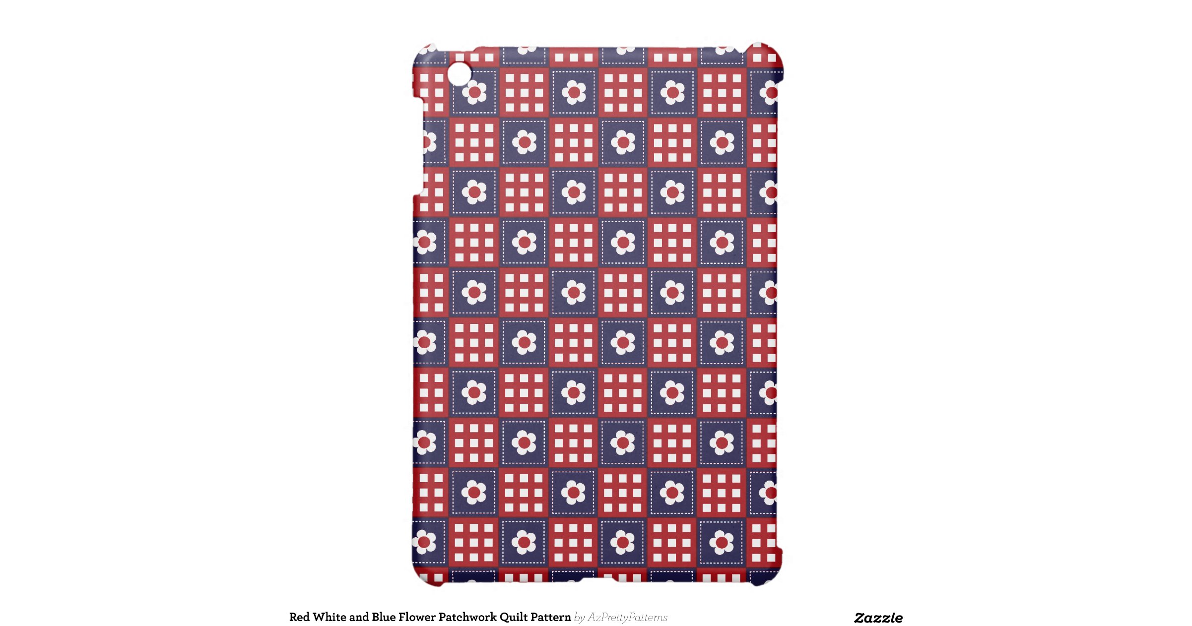 red_white_and_blue_flower_patchwork_quilt_pattern_ipad_mini_case ...