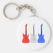 Red White and Blue Guitar Keyring Keychains