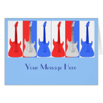 Red White and Blue Guitars Card at Zazzle