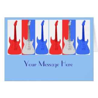Red White and Blue Guitars Card