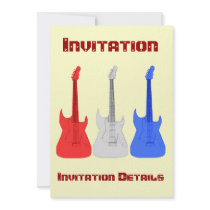 Red White and Blue Guitars Invitation